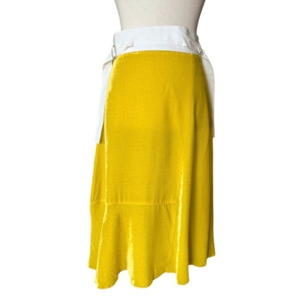 M Missoni Womens Yellow Ruffle Hem Belted Midi Skirt IT 40 US 4 ND3RA2952J6